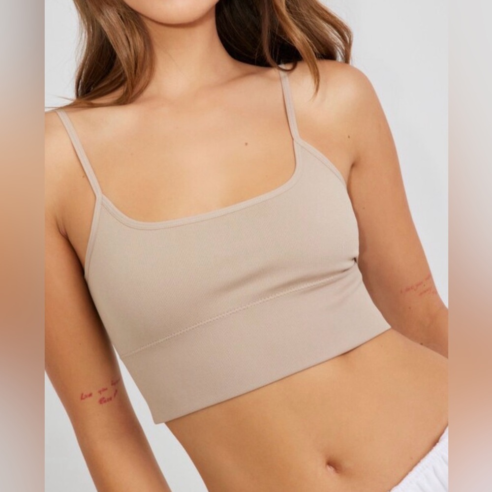 Garage Sedona Seamless Scoop Back Bralette Top - Cobblestone - Size Medium